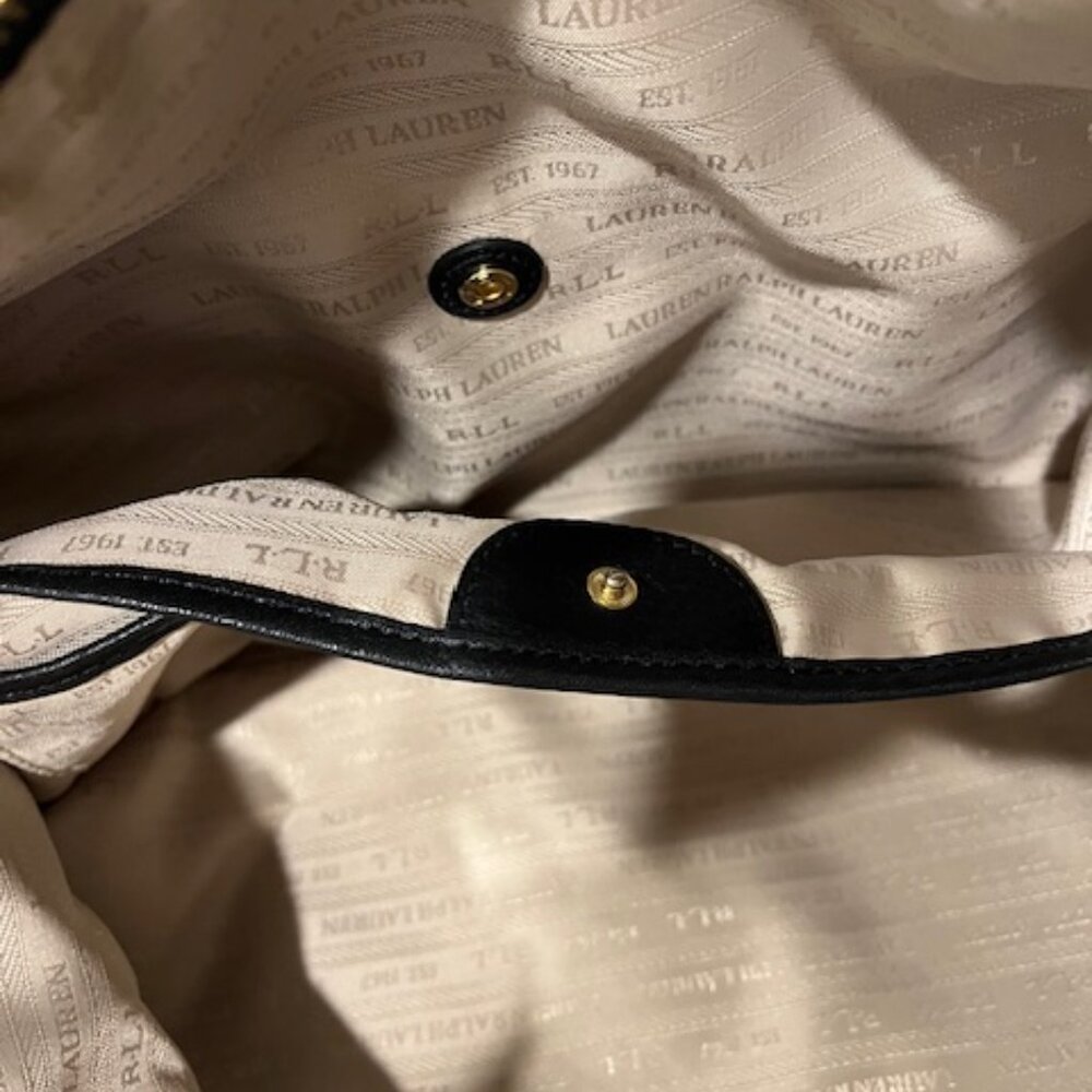 Vintage Ralph Lauren Black Pebbled Leather Gold Studded Stachel Bag - Picture 14 of 16